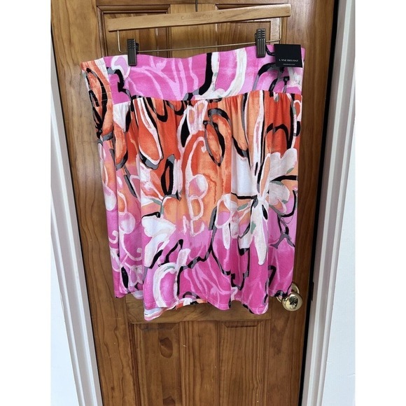 NWT Lane Bryant A-Line Skirt 18 /20 Floral Pink Spring Summer Beach Cruise Vacay - Picture 1 of 8